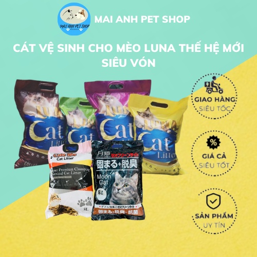 Cát Vệ Sinh Cho Mèo Thế Hệ Mới Luna Cat Litter, Cát Nhật Túi 8L, Catsme đủ mùi,vón tốt