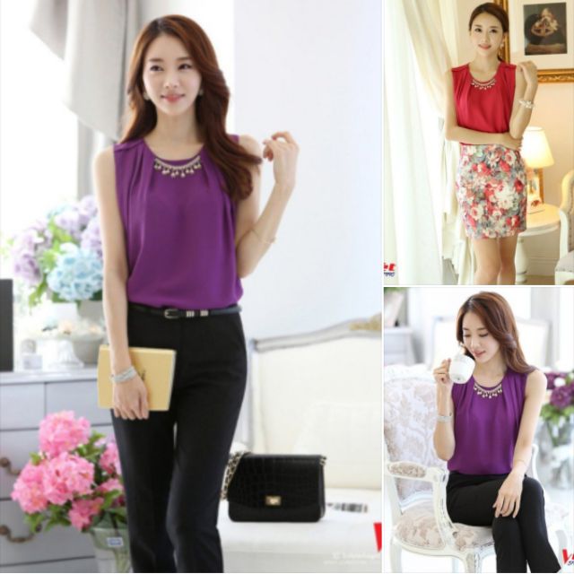 👗HÀNG SHOP - ÁO SƠ MI XẾP LY CÁCH ĐIỆU KÈM PHỤ KIỆN