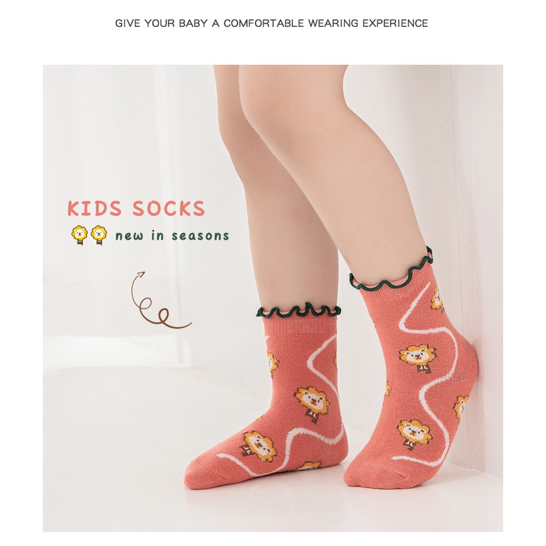 Set 5 đôi vớ công chúa KokoroCare HW-05 họa tiết hoạt hình dễ thương năm 2022 cho bé gái 1-8 tuổi