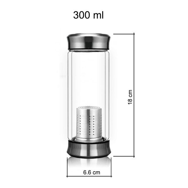 Bình pha trà giữ nhiệt bằng thủy tinh 2 lớp và inox304 cao cấp 420ml