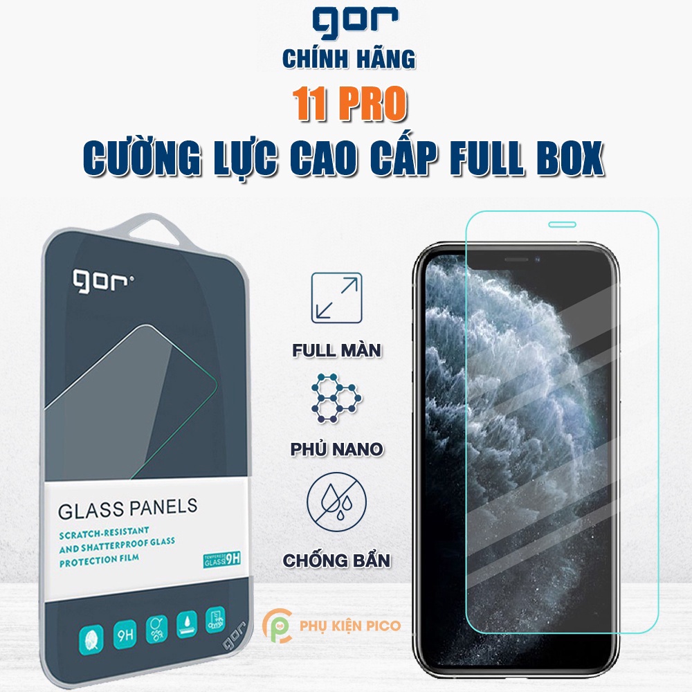 Kính cường lực Iphone 11 Pro chính hãng GOR trong suốt full màn hình cho Iphone 11 Pro