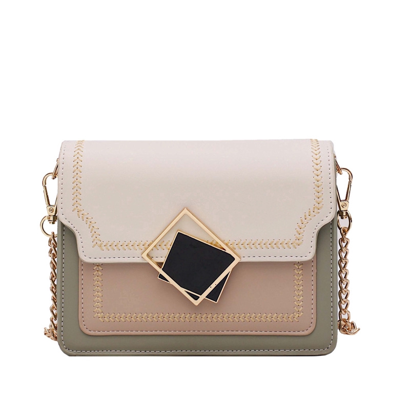 Túi Đeo Chéo Da PU Dáng Vuông Nhỏ Màu Tương Phản Phong Cách Phương Tây Dễ Phối Đồ Thời Trang Cho Nữ