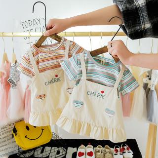 Đầm ngắn tay kẻ sọc thời trang cho bé gái