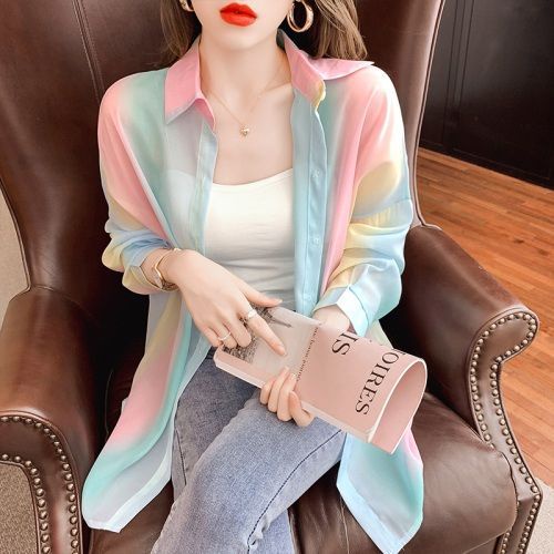 Áo Khoác Cardigan Chống Nắng Vải Mỏng Màu Cầu Vồng Thời Trang Mùa Hè Dành Cho Nữ 2022