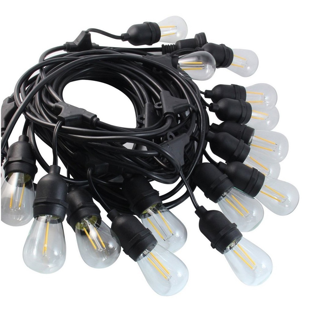 Đèn dây trang trí ngoài trời 10 mét kèm 20 đui kín nước IP65 - Lõi đồng, loại 1, Chưa kèm bóng đèn