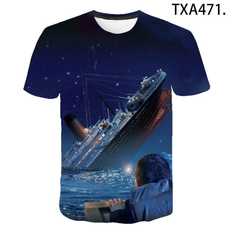 Áo Thun Tay Ngắn In Hình Tàu Titanic 3D Thời Trang Mùa Hè Cho Bé