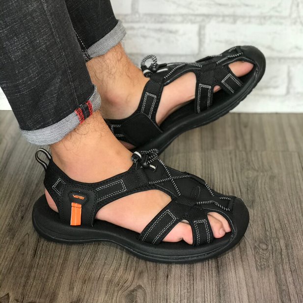 Giày Sandal Nam Bít Mũi Thích Hợp Đi Phượt Leo Núi Thương Hiệu Vento - NV7606 Đen Đen