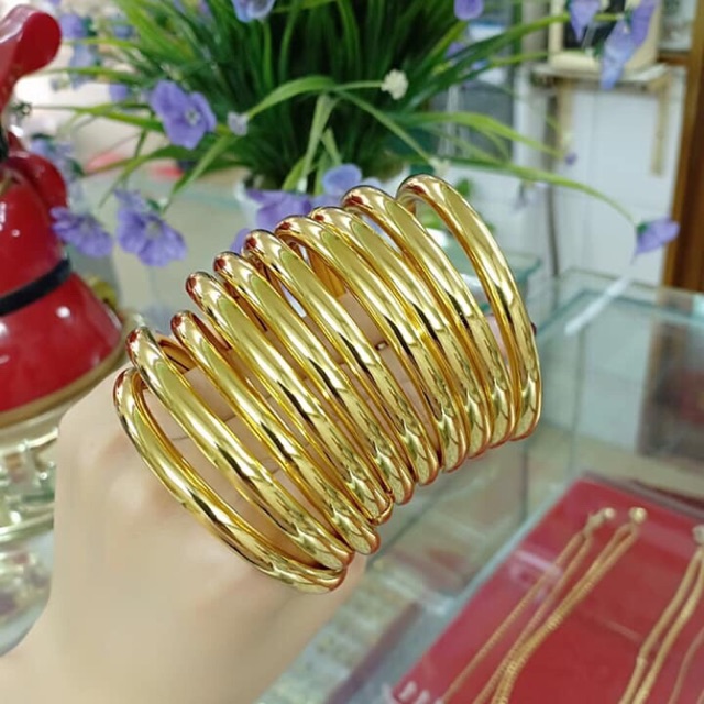 Vòng tay trơn kiểu bọng khoá lưỡi gài mạ vàng 24 cao cấp ( 1 vòng )