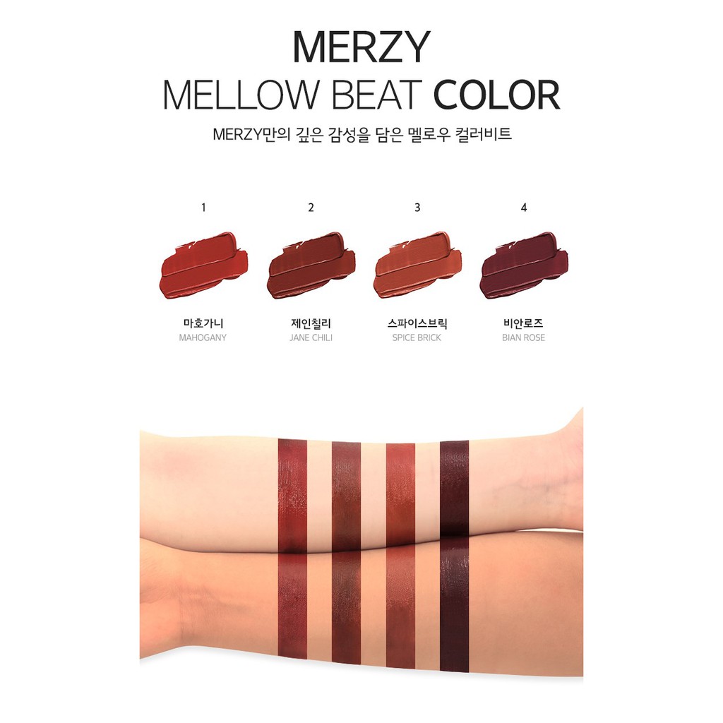 Son kem lì Merzy Bite The Beat Mellow Tint màu đỏ nâu gạch M02 - Jane Chili 4g