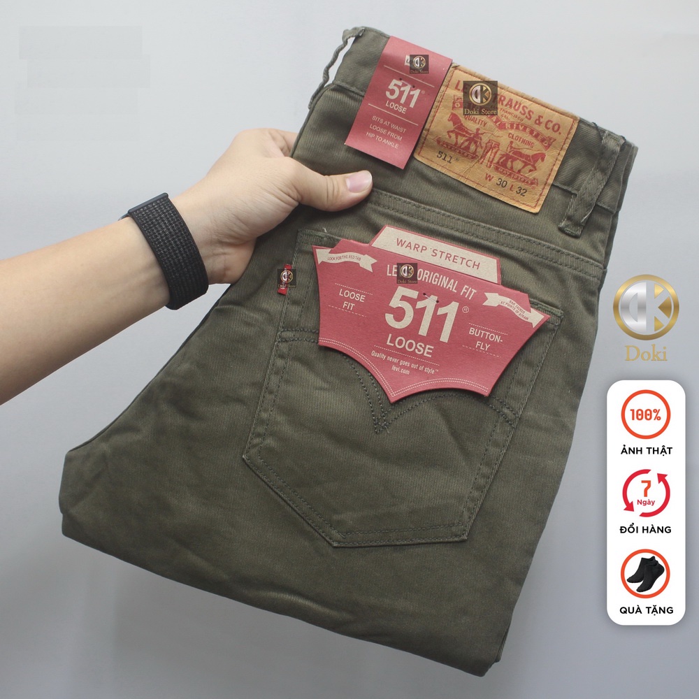Quần Kaki Jean Màu Xanh Rêu KA-10, Quần Kaki Nam nam dáng ôm đứng, Chất vải co giãn thoáng mát - Doki