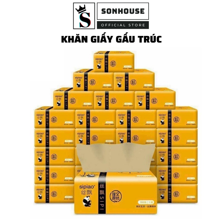 Khăn giấy gấu trúc thùng 30 gói siêu dai dạng rút