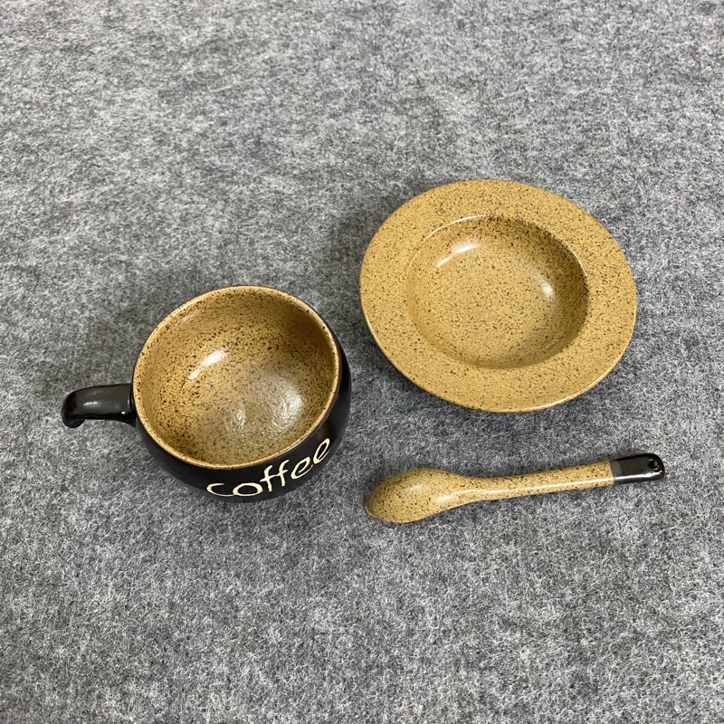 Bộ tách cafe/coffee/ cà phê kèm đia lõm men gốm Bát Tràng