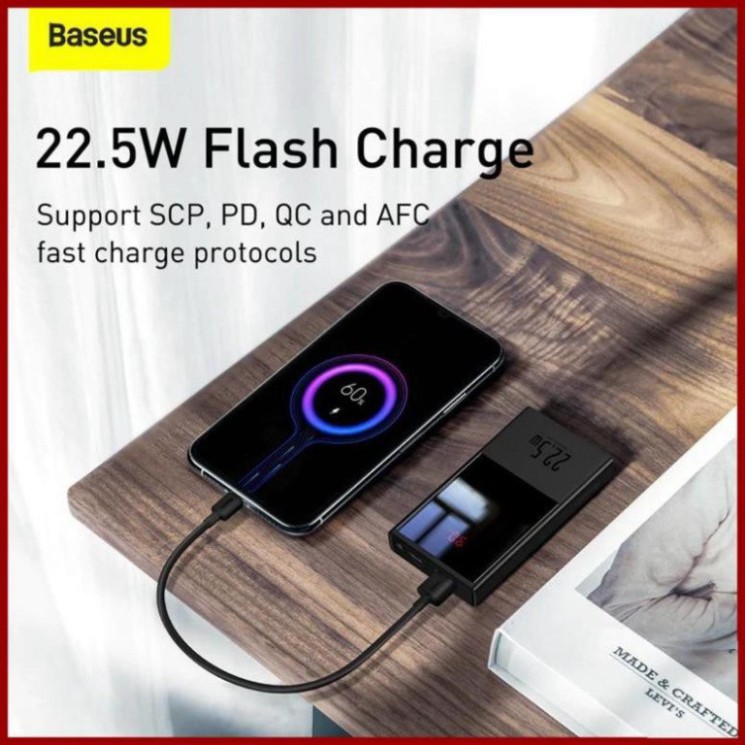 [CHÍNH HÃNG] Pin Sạc Dự Phòng Baseus 22.5W Power Bank 20000mah USB C PD Có Đèn LED Màn Hình Hiển Thị Thông Số, Sạc Nhanh