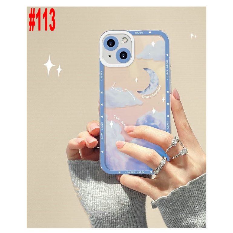 HL| Ốp lưng Đối với Samsung Galaxy M21 A7 2018 A04S A13 A33 A53 A73 5G S10 S20 S21 FE S22 Plus Ultra Note 10 Plus Lite 20 Ốp lưng điện thoại siêu mềm màu hồng trong suốt màu hồng xanh mặt trăng mây