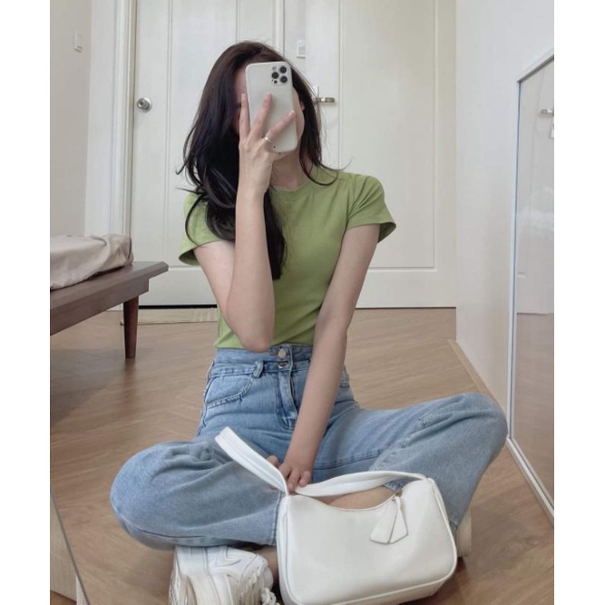 Áo Thun cotton mềm màu basic ôm body dáng siêu xinh