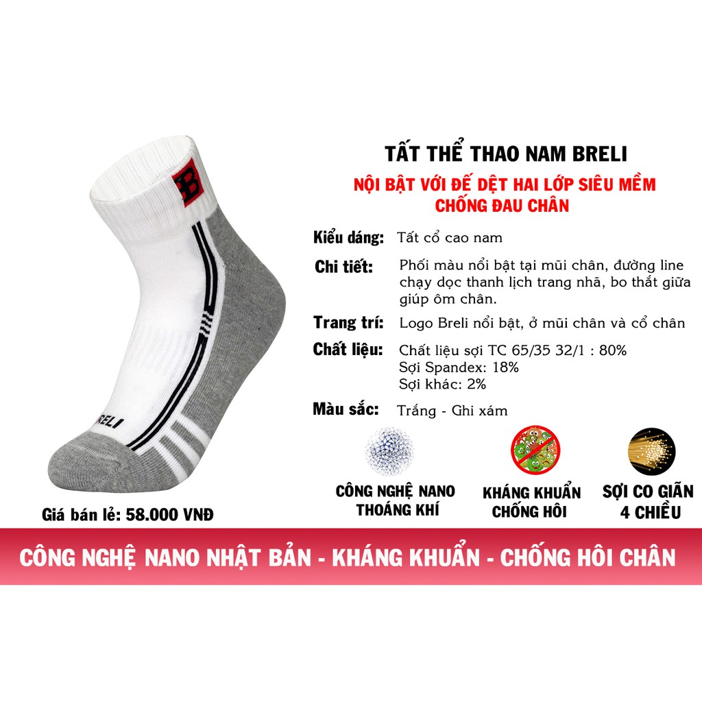 Tất thể thao cao cấp chống hôi chân BRELI BT9001