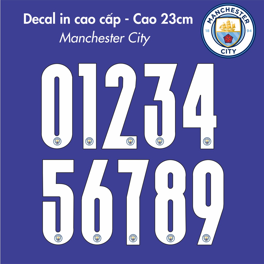 DECAL IN MÀU LOGO FONT PUMA MẪU MAN CITY - LOẠI DECAL CÓ MÀU LOGO CAO 23CM