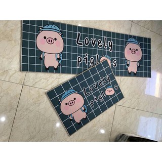 Bộ 2 thảm bếp 3D,free ship,mẫu chú heo karo