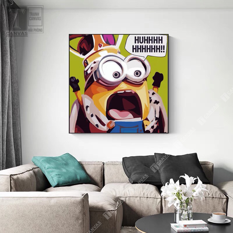 Tranh canvas treo tường hiện đại nghệ thuật, tranh minion ngộ nghĩnh đáng yêu DY55-60