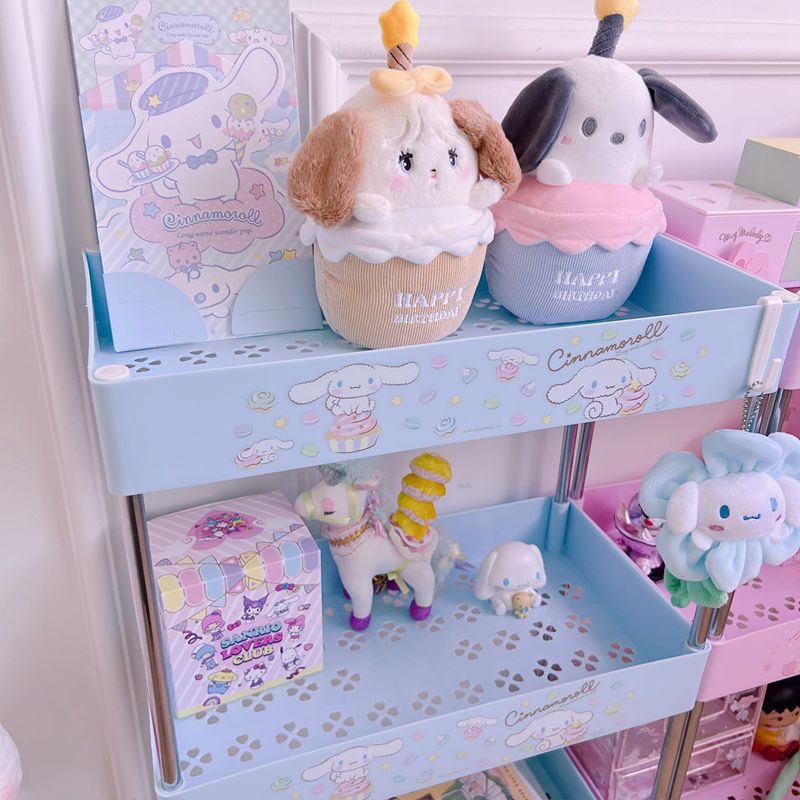 Giá Để Đồ Ba Tầng Dạng Xe Đẩy Họa Tiết Melody Cún Cinnamon Hoạt Hình Dễ Thương Có Thể Di Chuyển Cho
