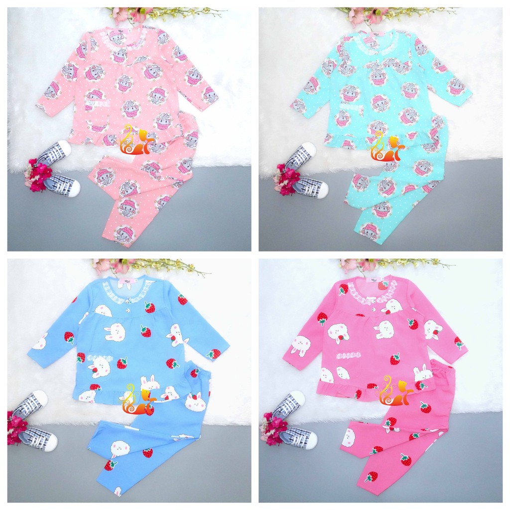 Combo 3 Bộ Đồ Pijama Satin Lụa Hàn Cổ Ren Tay Dài Cho Bé Ngẫu Nhiên - Từ 12kg - 42kg.