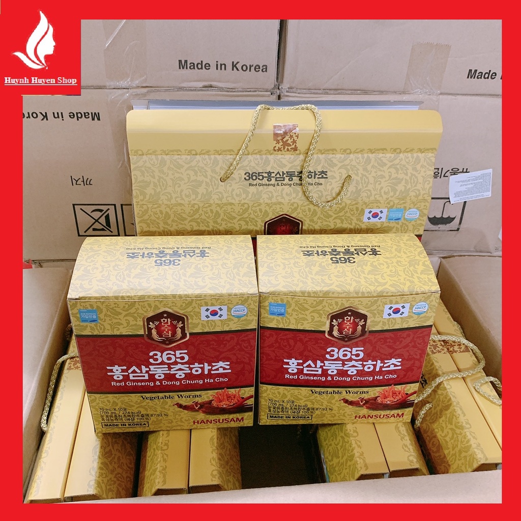 Nước uống hồng sâm đông trùng hạ thảo 365 Hansusam Hàn Quốc hộp 20 gói*70ml
