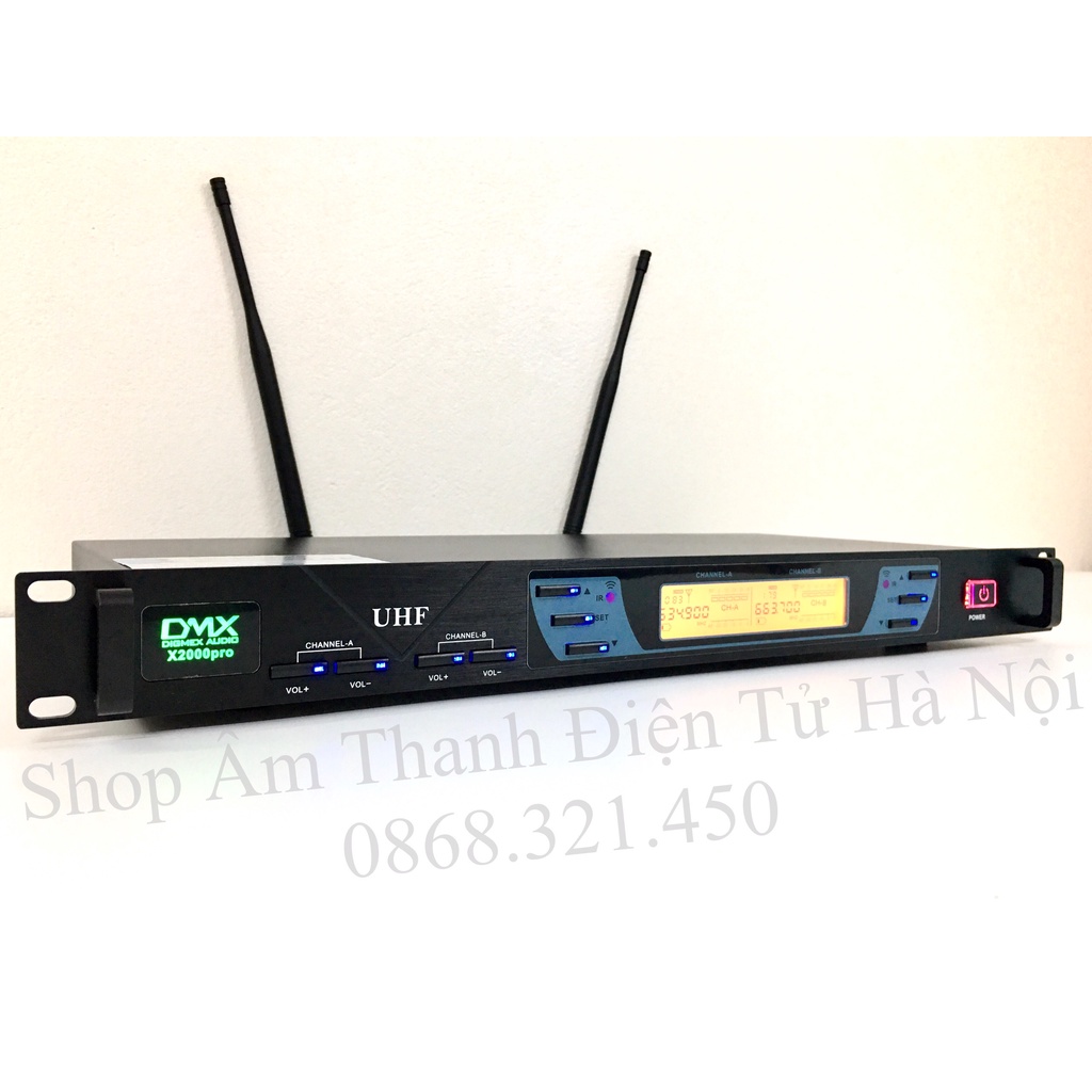 Micro Không Dây DMX 2000 Pro Có Tự Ngắt, Dò Tần Số Sóng. Chuyên Karaoke Gia Đình, Phòng Trà, Quán Hát.