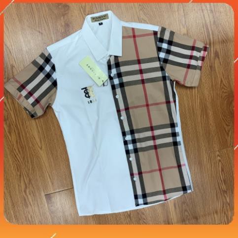 Áo Sơ Mi Cộc Tay Nam BBR Kẻ Ô Nửa Người - Chất Liệu 100% Cotton Thấm Hút Mồ Hôi Tốt - Dáng Ôm Trẻ Trung - Sơ Mi Công Sở.