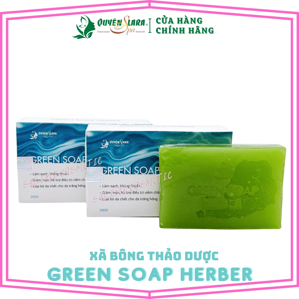 Xà Bông Thảo Dược Green Soap Herber Quyên Lara Siêu Thơm,Tinh Chất Thiên Nhiên, Sáng Da, Giảm Mụn Trắng Hồng 100g