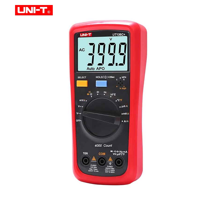 【100%Original Agent】UNI-T UT136C+  digital multimeter Tester, 1000V 10A Voltage Current meter Diode NCV Temp Capacitance resistance  Test