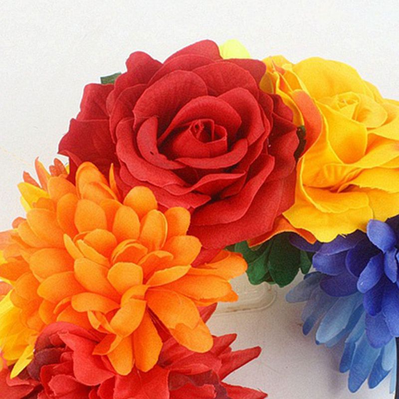 Flgo Vòng Hoa Hồng / Mẫu Đơn / Vương Miện Đính Hạt Nhiều Màu Trang Sức Ngày Halloween