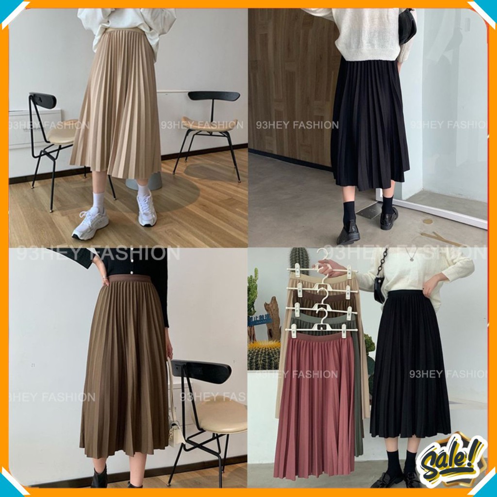 Chân Váy Xếp Ly Dáng Dài Cạp Chun Không Nhũ Bóng Hàng Đẹp Quảng Châu 93HEY CV02 | BigBuy360 - bigbuy360.vn