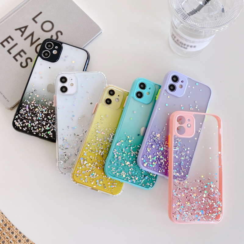 【Ready Stock】iPhone Case iPhone 12 Mini 11 Pro Max XS XR X 8 SE 2020 Glitter Lens Protect Acrylic Case Cover