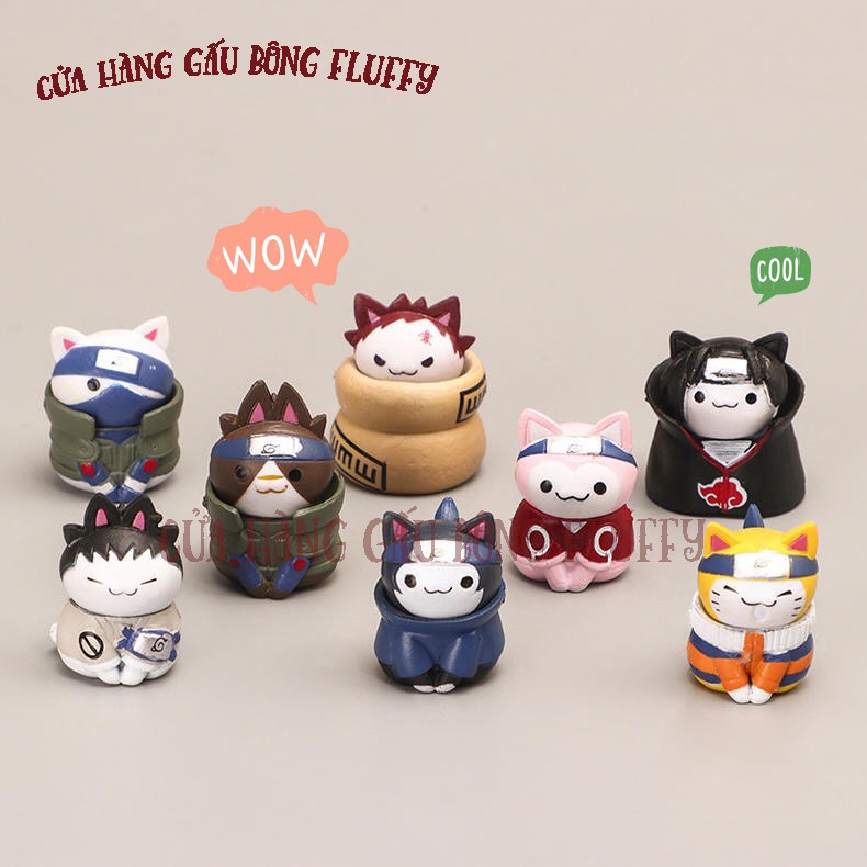 SET Tượng Mèo Naruto mini cute [ Set 8 con có bán lẻ 1 con ]