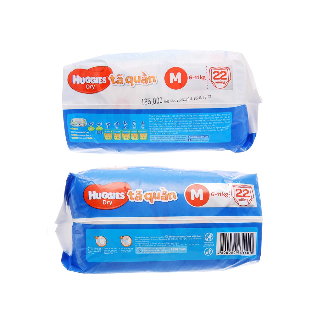 Tã quần Huggies Dry size XL 18 miếng (cho bé 12 - 17kg)