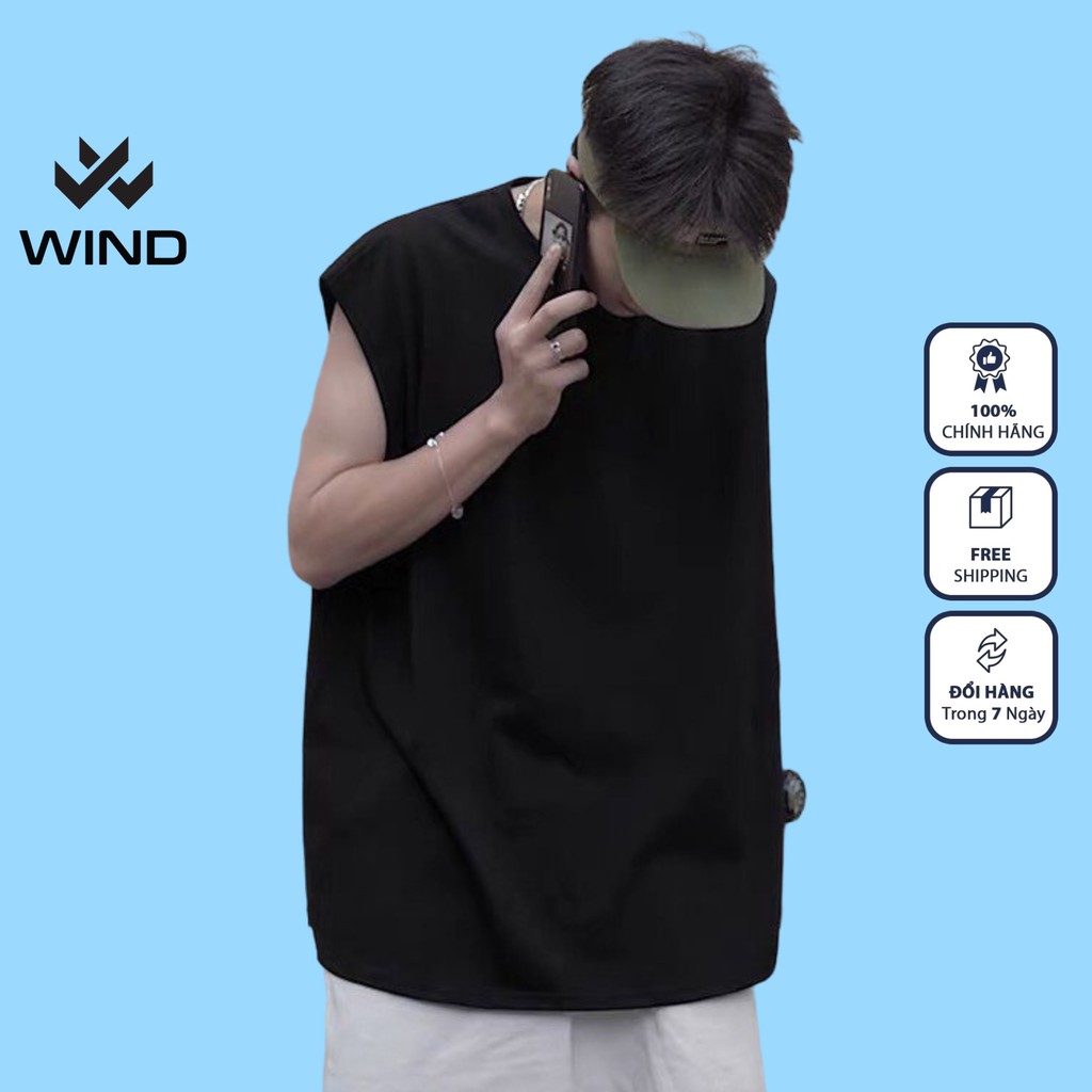 Áo thun ba lỗ WIND unisex form rộng sát nách Trơn thời trang nam nữ oversize ulzzang