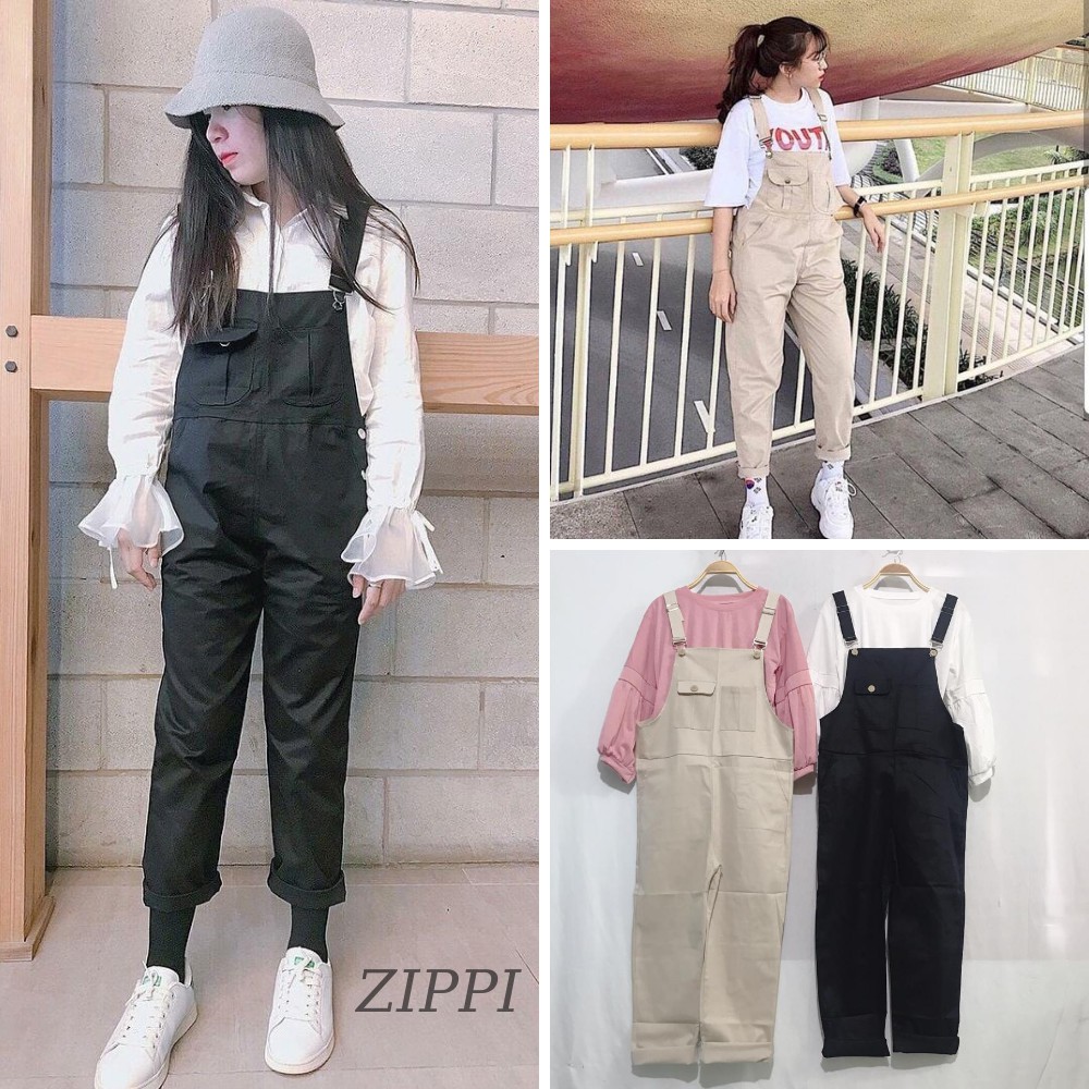 [SIÊU HOT] Quần yếm kaki baggy 2 túi ngực Unisex, yếm dài-ZP0008