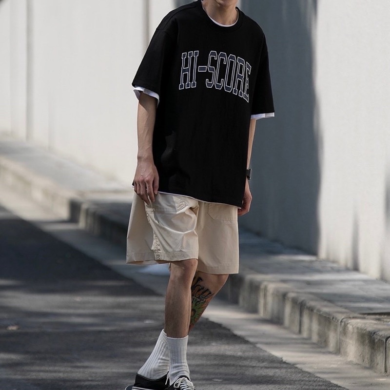 Áo thun tay lỡ nam nữ,in chữ Score 2 màu