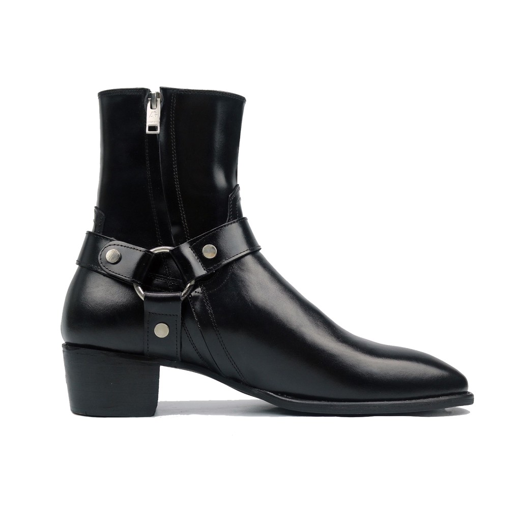 Giày Harness boots da bò cao cấp nhập khẩu handmade August shoes HN21D  gót 5cm chính hãng bảo hành 12 tháng