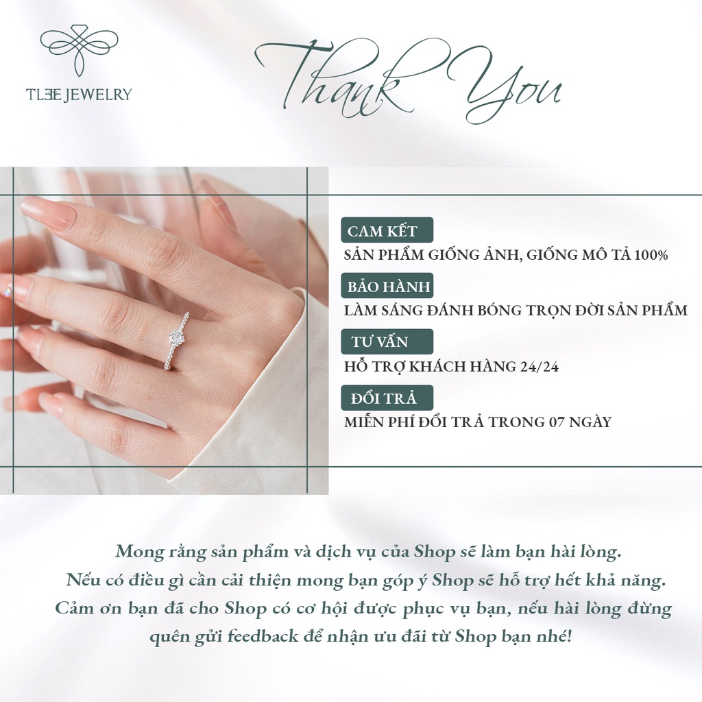 Nhẫn bạc nữ TLEE ổ tròn 6 chấu phối viền 14 viên đá sang trọng NCJ A0193