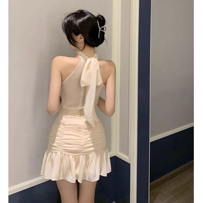 Oder set áo yếm voan + chân váy nhún bo xoè tiểu thư