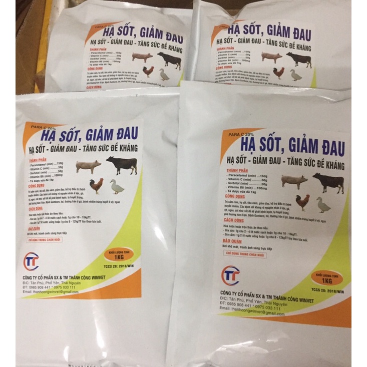 1 kg Giảm sốt, hạ nhiệt, tăng đề kháng, hỗ trợ điều trị bệnh  chó, mèo, lợn, gà, dê, chim,...