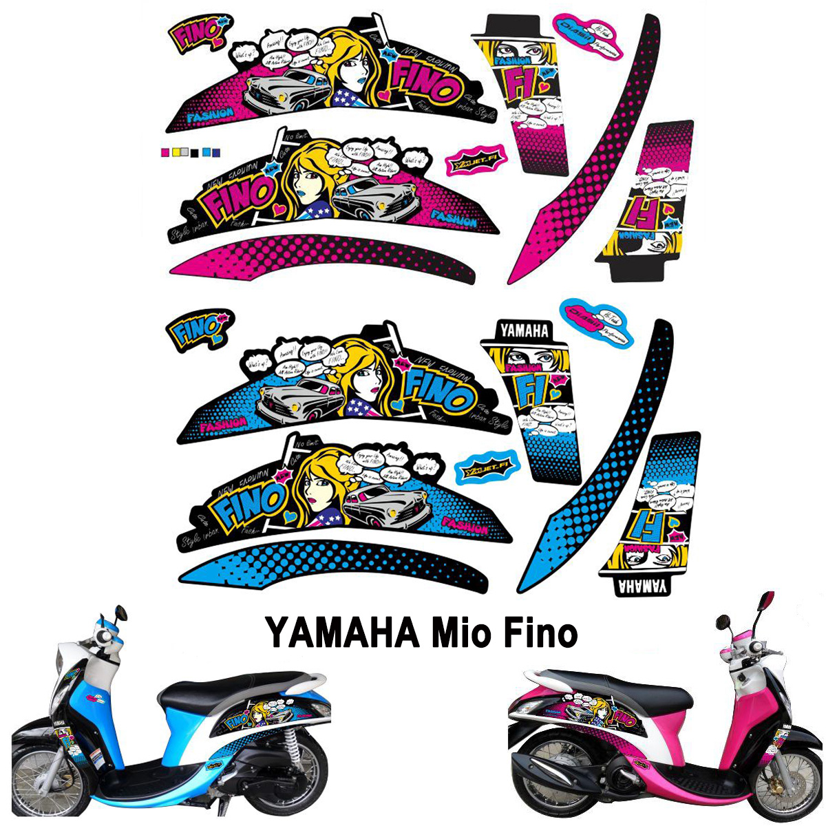 1 Set sticker dán trang trí mô tô YAMAHA MIO FINO bằng PVC chống thấm nước tông thời trang