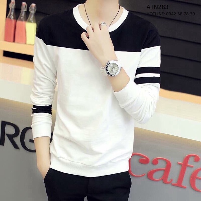 Áo thun nam dài tay phối màu thời trang cao cấp