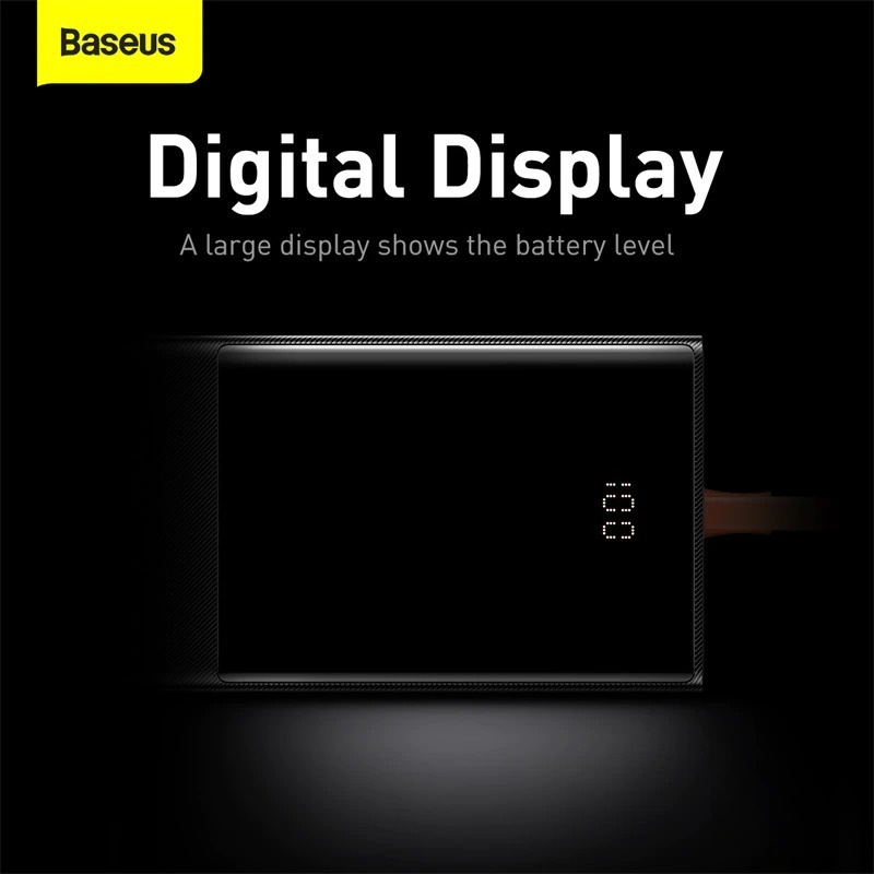 Pin Sạc Dự Phòng Baseus 20000mAh 65W 3 Cổng Sạc Nhanh Với Cáp Loại C Dùng Cho Điện Thoại Và Máy Tính Xách Tay