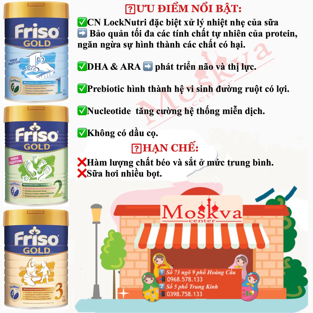 SỮA FRISO GOLD 400G SỐ 1 2 3 NỘI ĐỊA NGA