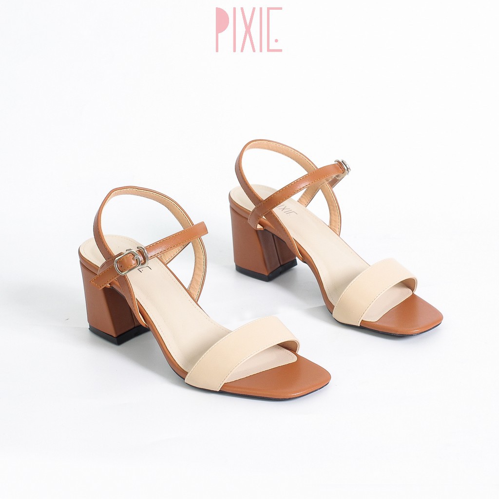 Giày Sandal Cao Gót 6cm Đế Vuông Mix Nhiều Màu Pixie X467