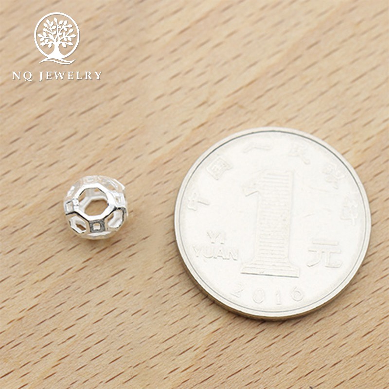Combo 5 charm bạc chặn hạt hình đa giác xỏ ngang 8mm - NQ Jewelry