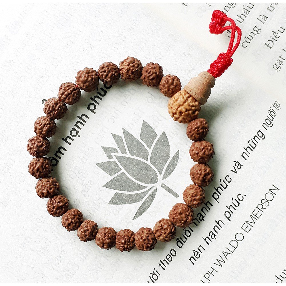 Vòng đeo tay Hạt Bồ Đề Kim Cang tự nhiên Nepal 8-10mm (Rudraksha) Màu nâu gỗ