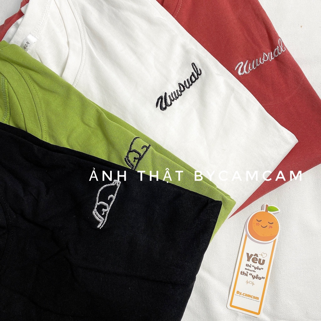 Áo Thun Trơn, Áo Thêu Chữ/ Hình Random 4 Màu Basic Dễ Mặc 𝘽𝙮.𝙘𝙖𝙢𝙘𝙖𝙢